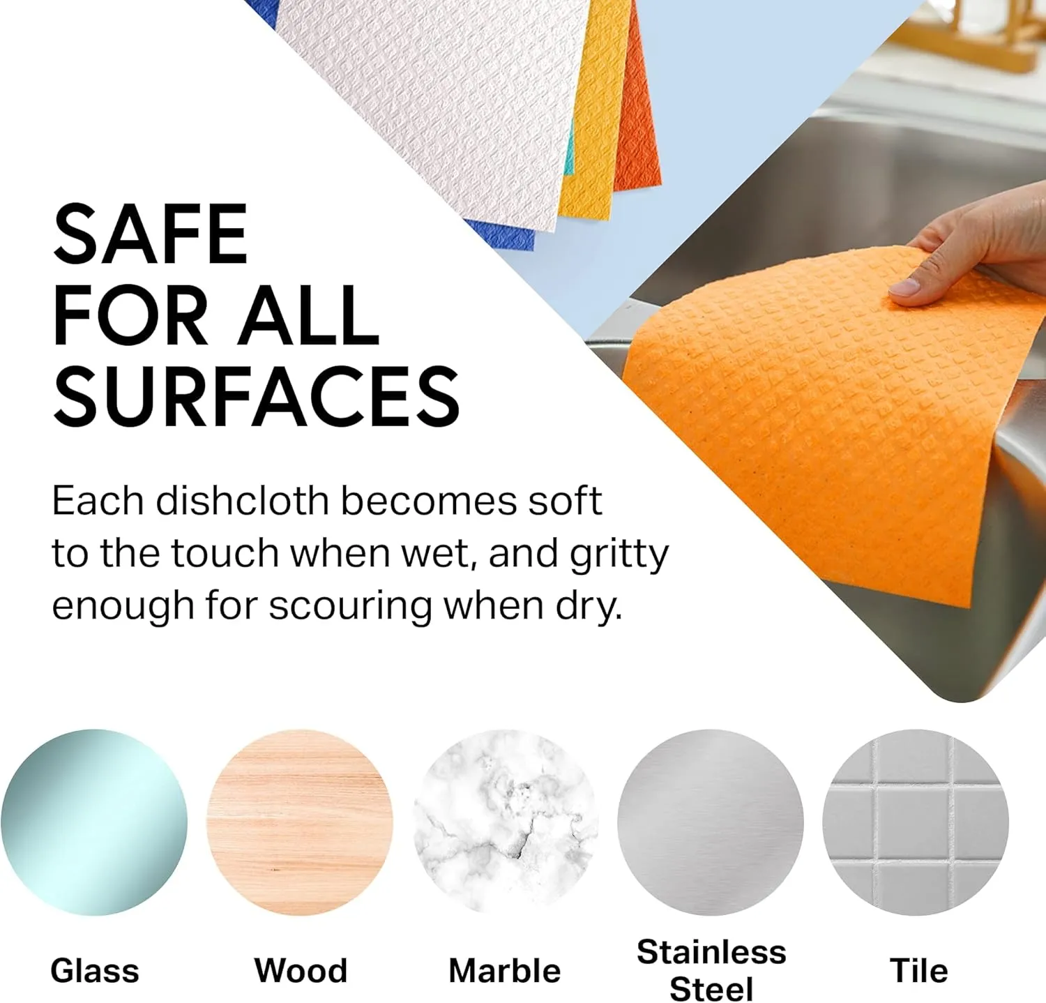 Swedish Dishcloth Cellulose Sponge Cloths – Bulk 10 Pack of Eco-Friendly No Odor Reusable Cleaning Cloths for Kitchen – Absorbent Dish Cloth Hand Towel (10 Dishcloths – Assorted)
