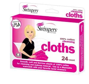 Swisspers Premium Cotton Cleansing Cloths, 24 Count, Pack of 6