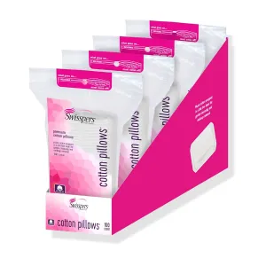 Swisspers Premium Cotton Pillow – 100 Count (Pack of 4) – Ultra-Soft, Hypoallergenic Cotton Pads with Precision Grip for Gentle Skincare and Makeup Removal – Lint-Free Cleaning