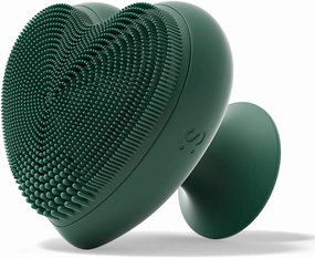 Sxnse Heart Silicone Face Scrubber – Vibrating Facial Cleansing Brush for Pores, Acne & Makeup Removal, Waterproof Electric Face Exfoliator for Sensitive Skin, USB-C Rechargeable, Travel Lock (Forest)