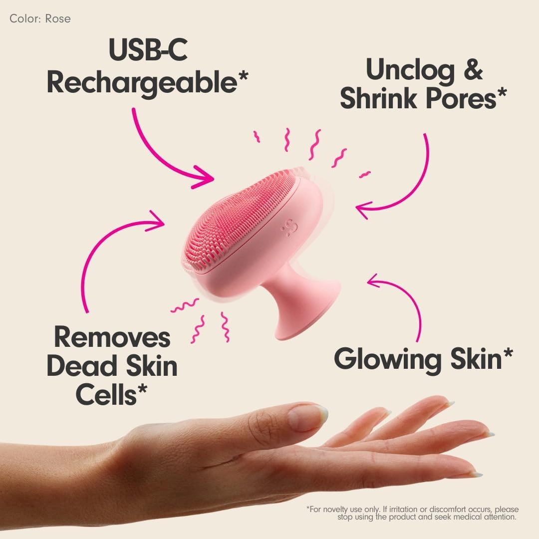 Sxnse Heart Silicone Face Scrubber – Vibrating Facial Cleansing Brush for Pores, Acne & Makeup Removal, Waterproof Electric Face Exfoliator for Sensitive Skin, USB-C Rechargeable, Travel Lock (Forest)