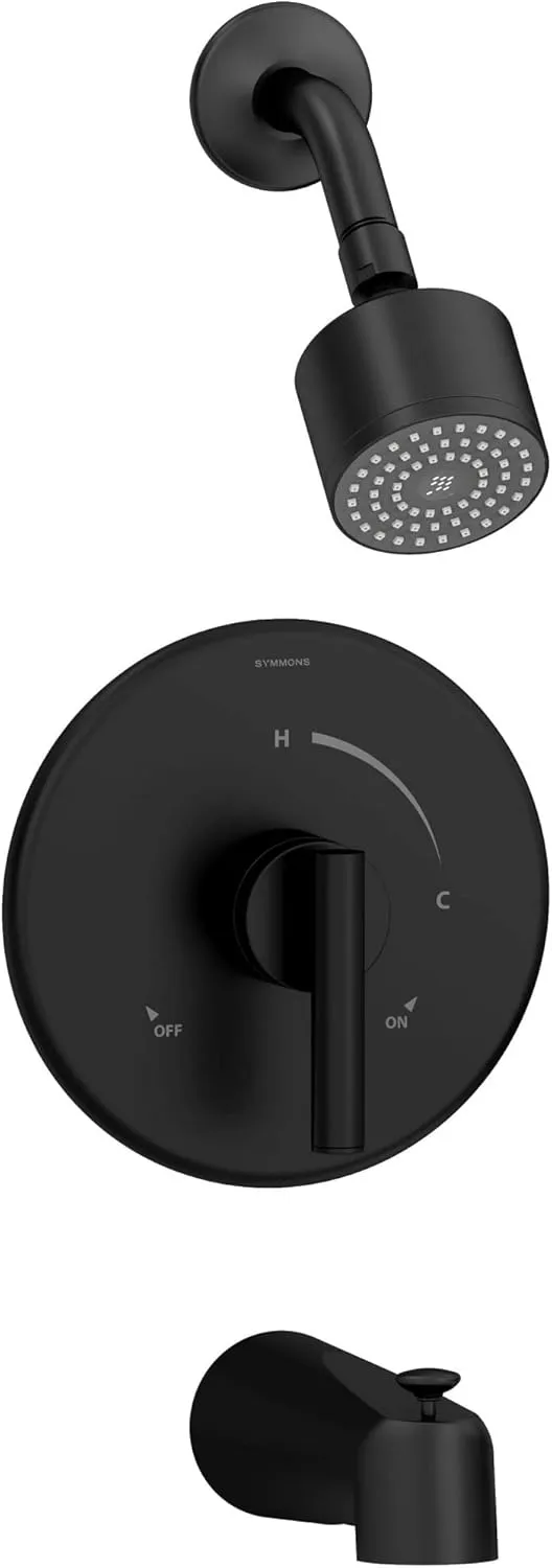 Symmons 3502-CYL-B-MB-1.5-TRM Dia Single Handle 1-Spray Tub and Shower Faucet Trim with Brass Escutcheon in Matte Black - 1.5 GPM (Valve Not Included)
