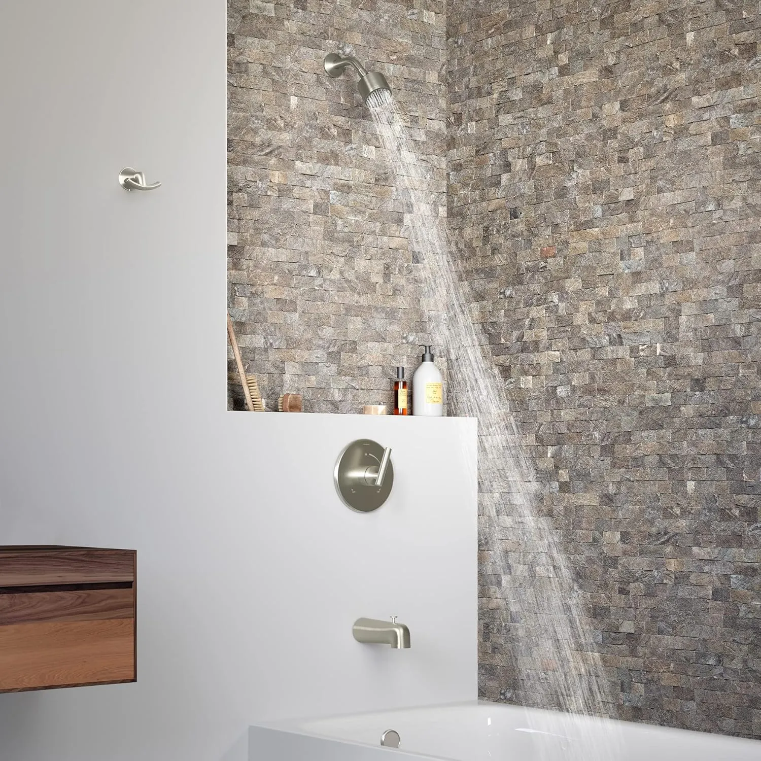 Symmons 3502-CYL-B-MB-1.5-TRM Dia Single Handle 1-Spray Tub and Shower Faucet Trim with Brass Escutcheon in Matte Black - 1.5 GPM (Valve Not Included)