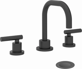 Symmons Dia Widespread Two-Handle Bathroom Faucet with Push Pop Drain Assembly in Matte Black (1.0 GPM), Large