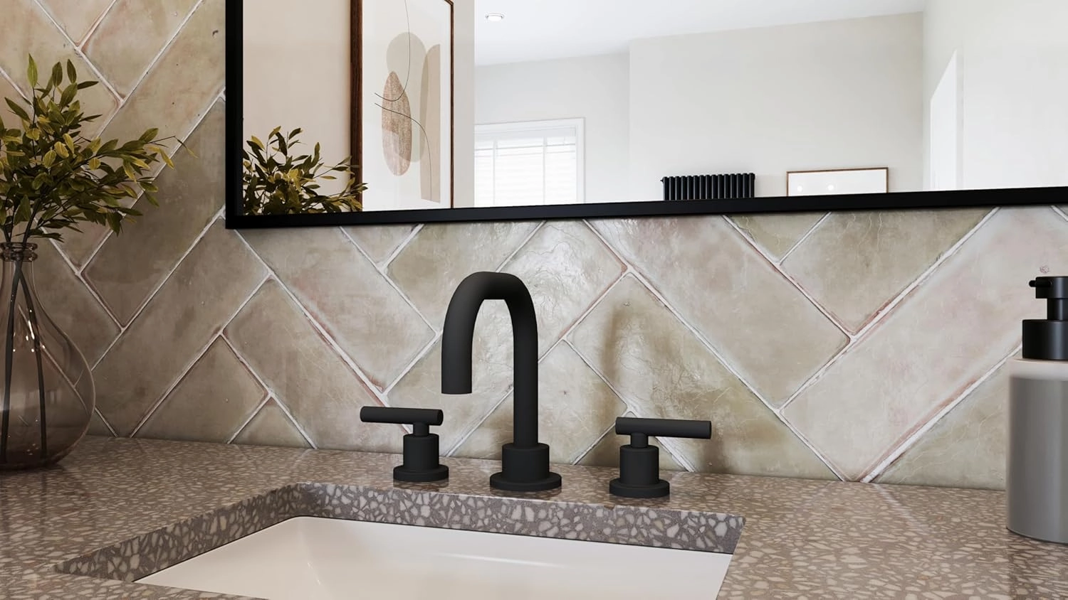 Symmons Dia Widespread Two-Handle Bathroom Faucet with Push Pop Drain Assembly in Matte Black (1.0 GPM), Large