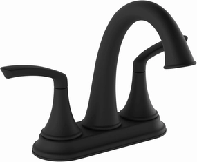 Symmons Elm 4 in. Centerset Two-Handle Bathroom Faucet with Push Pop Up Drain in Matte Black (1.0 GPM), Large