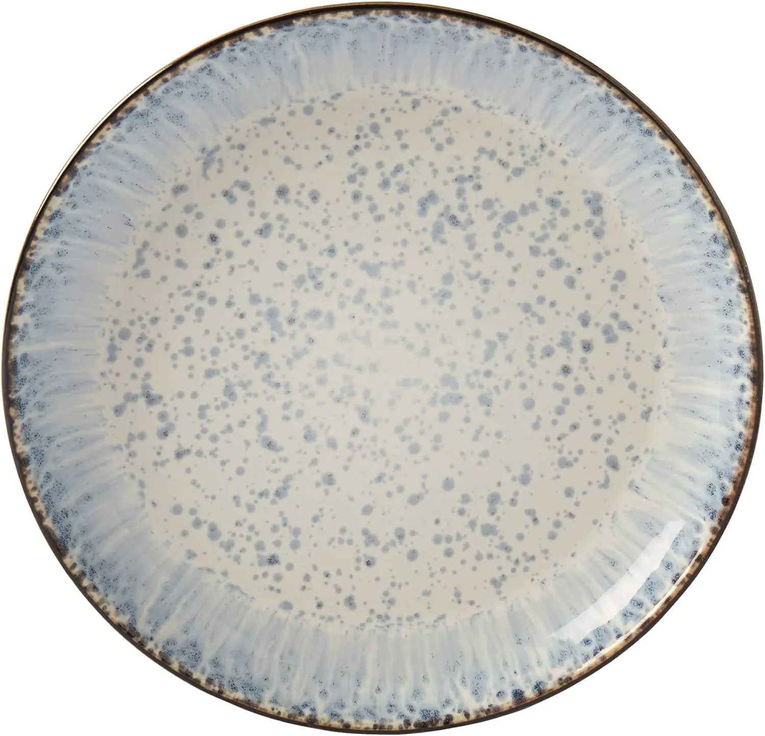 Tabletops Gallery Speckled Farmhouse Collection- Stoneware Dishes Service for 4 Dinner Salad Appetizer Dessert Plate Bowls, 16 Piece Jura Embossed Dinnerware Set in Smoky Blue