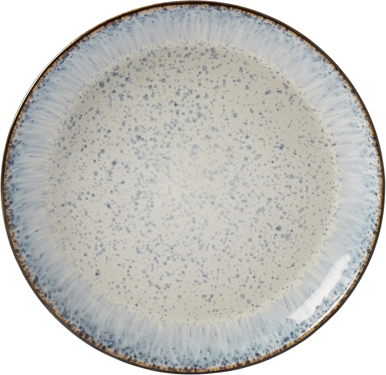 Tabletops Gallery Speckled Farmhouse Collection- Stoneware Dishes Service for 4 Dinner Salad Appetizer Dessert Plate Bowls, 16 Piece Jura Embossed Dinnerware Set in Smoky Blue