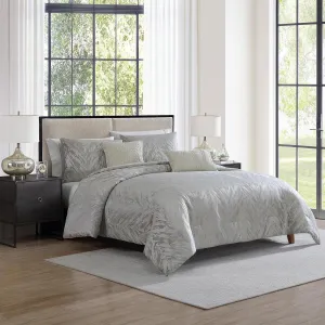 TAHARI Home - Comforter Set, Jacquard 5-Piece Bedding with Matching Shams & Decorative Pillows, Ideal for All Seasons (Halston Taupe, Queen)