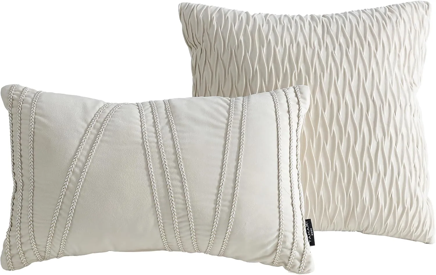 TAHARI Home - Comforter Set, Jacquard 5-Piece Bedding with Matching Shams & Decorative Pillows, Ideal for All Seasons (Halston Taupe, Queen)