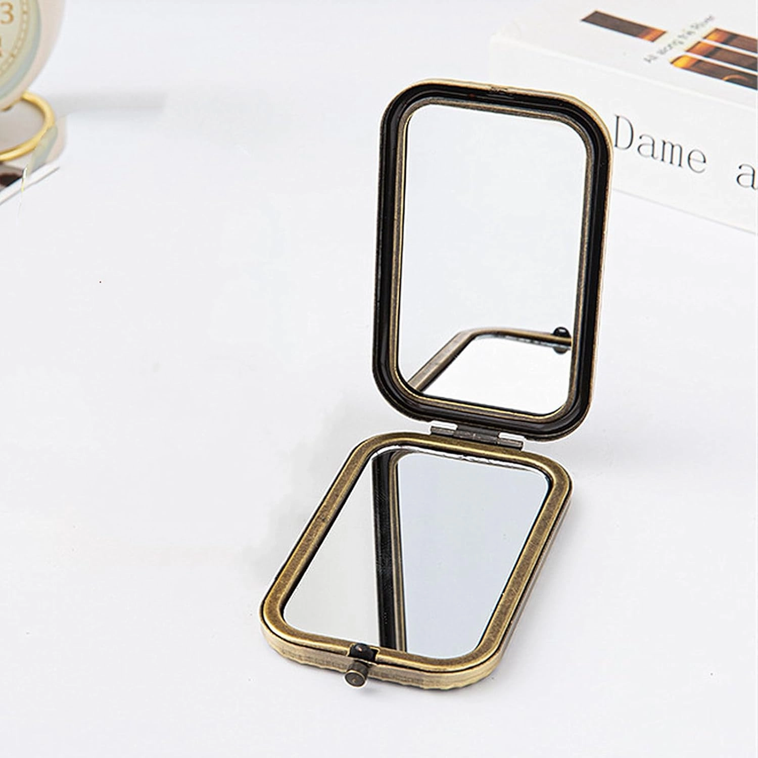 TANG SONG 6Pcs Vintage Peacock Pattern Cosmetic Makeup Pocket Purse Magnification Jewel Mirror (6 Different Patterns)