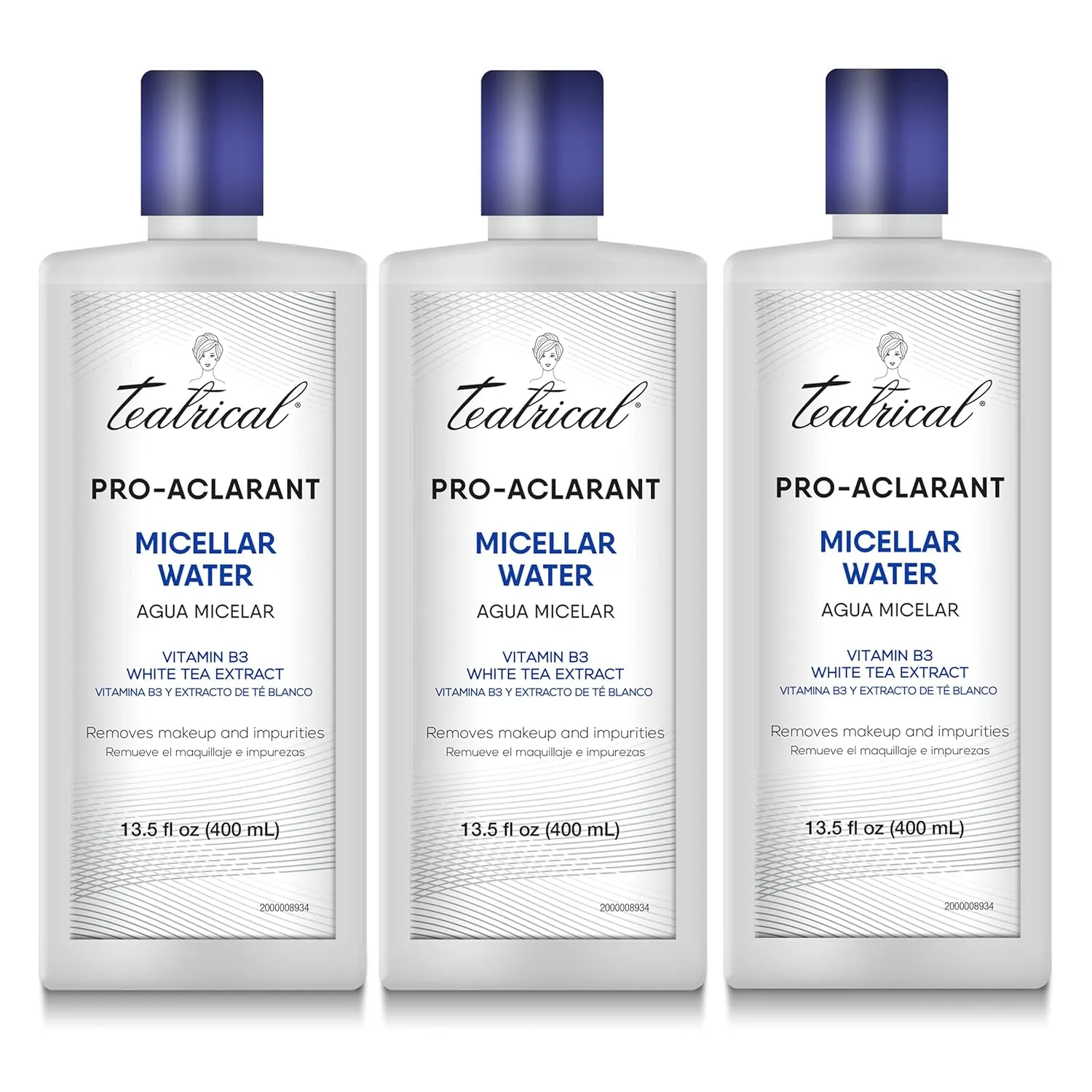 TEATRICAL Pro-Aclarant Micellar Water Cleanser & Makeup Remover, 13.5 Ounce (Pack of 3)