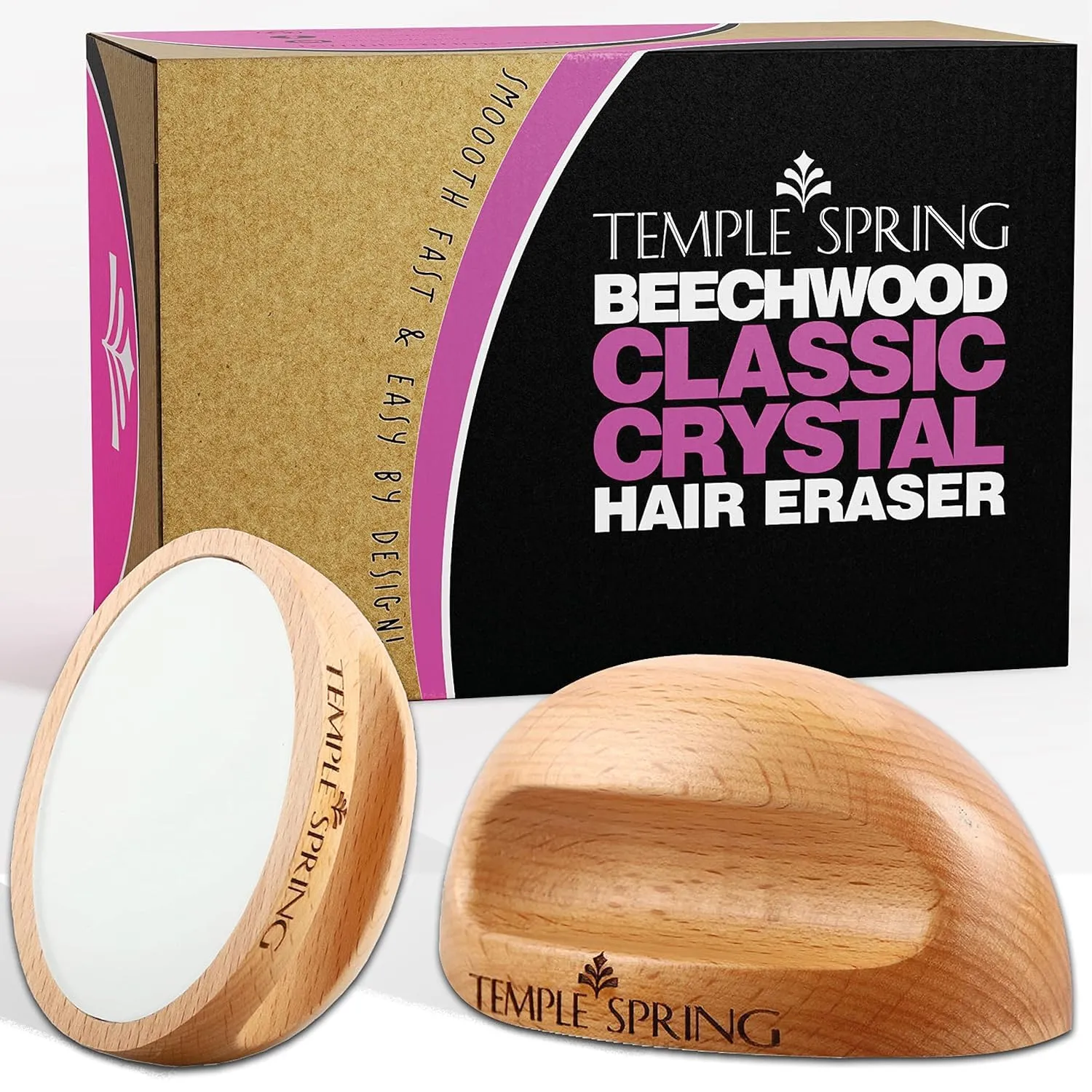 Temple Spring Crystal Hair Eraser - Beauty Tools   Accessories for Painless Hair Removal-Crystal Hair Remover for Silky Smooth Skin - Exfoliating Wooden Magic Hair Removal Stone for Legs Body -Classic
