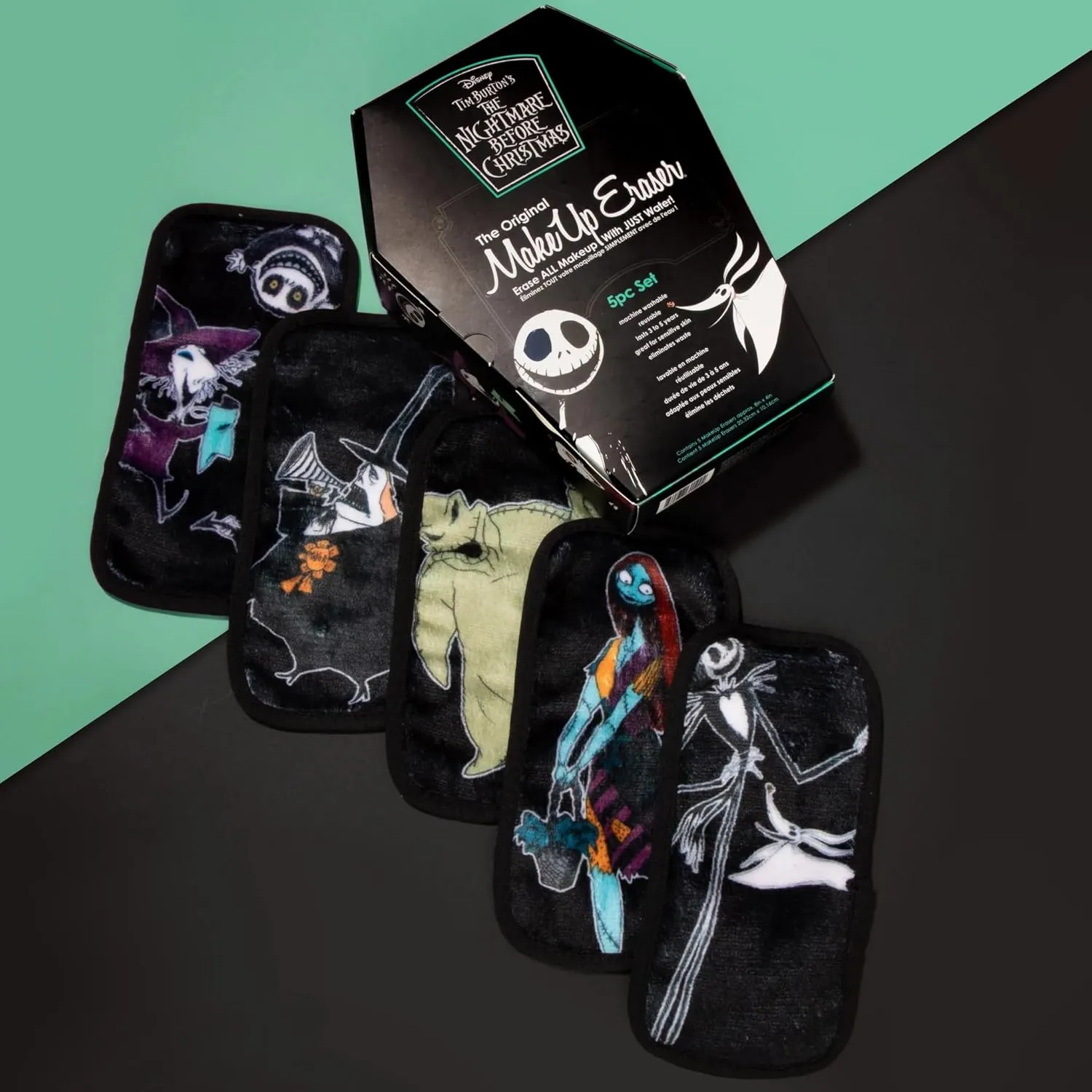 The Original MakeUp Eraser Mini PRO 5pk, Erase All Makeup With Just Water, Including Waterproof Mascara, Eyeliner, Foundation, Lipstick, Sunscreen, and More! Nightmare Before Christmas, 5ct.