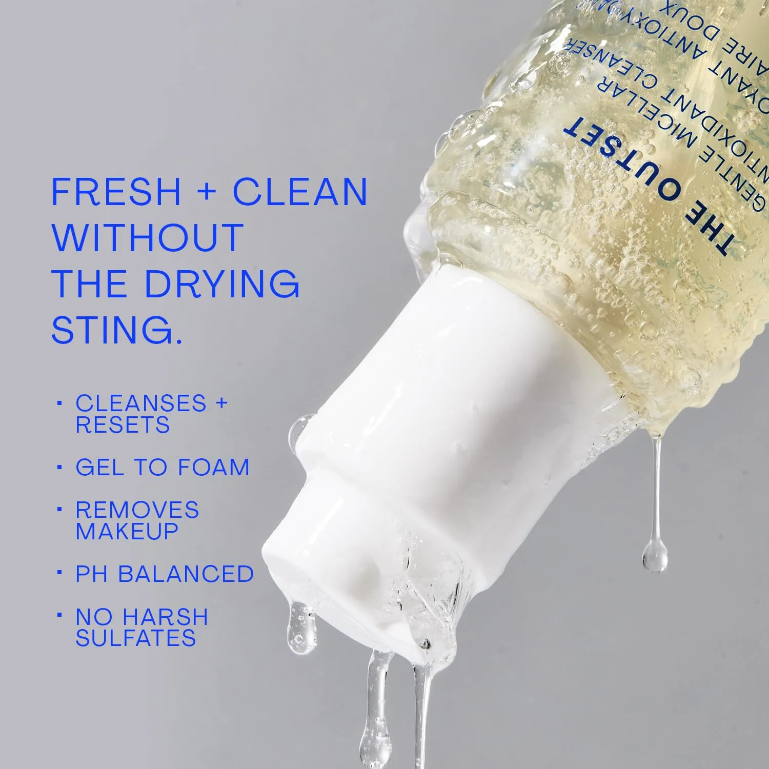The Outset Gentle Micellar Antioxidant Cleanser - Gel Face Wash   Makeup Remover - Hydrating and Brightening - Fragrance Free for Sensitive Skin - Clean, Vegan, Gluten Free, All Skin Types - 5 fl oz