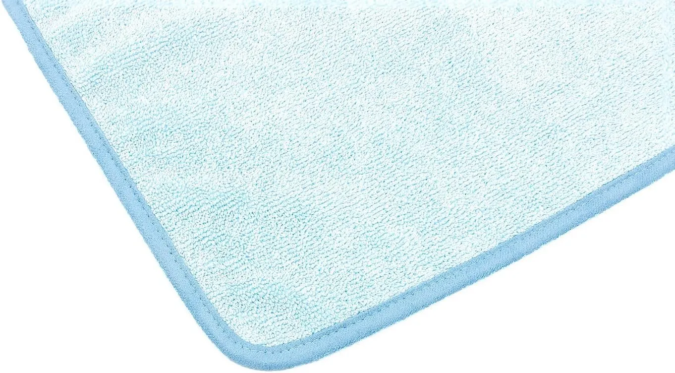 The Rag Company - Premium FTW - 70/30 Blend Microfiber Cleaning Towels for Glass, Windows, Mirrors, Polished Surfaces - Streak-Free - Scratchless, 16" x16' Light Blue (3-Pack)