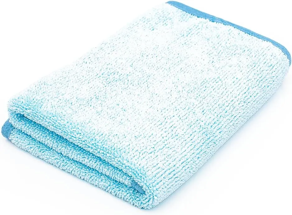 The Rag Company - Premium FTW - 70/30 Blend Microfiber Cleaning Towels for Glass, Windows, Mirrors, Polished Surfaces - Streak-Free - Scratchless, 16" x16' Light Blue (3-Pack)