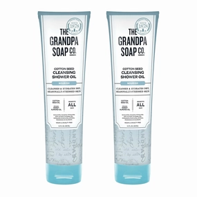The Grandpa Soap Company Cotton Seed Cleansing Shower Oil - Hydrates Dry Seasonally-Stressed Skin, Nourishing and Moisturizing, With Cotton Seed Oil and Sweet Almond Oil, 9.5 Fl Oz., 2 Pack