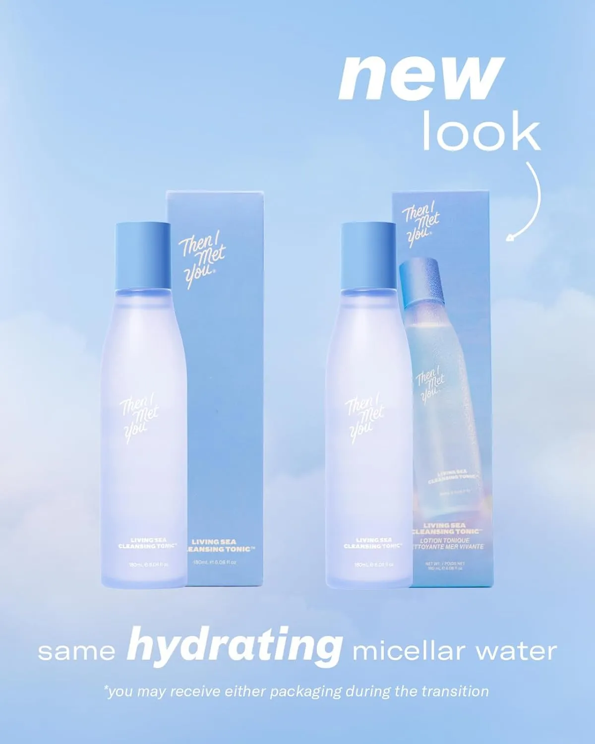 Then I Met You Living Sea Cleansing Tonic, Face Toner & Makeup Remover Micellar Water with Deep Sea Water, Papaya Enzymes & Licorice Root, Vegan & Clean Skincare, 6.08 oz