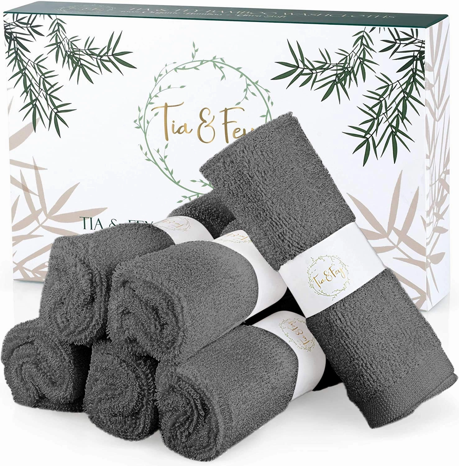 Tia & Fey Face Cloth Soft Wash Cloths for Face Set of 6 Face Towel Gentle on Sensitive Skin Women Makeup Remover Reusable Washcloths 10 x 10 (Grey)