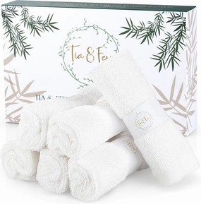 Tia & Fey Face Cloth Soft Wash Cloths for Face Set of 6 Face Towel Gentle on Sensitive Skin Women Makeup Remover Reusable Washcloths 10 x 10 (Grey)