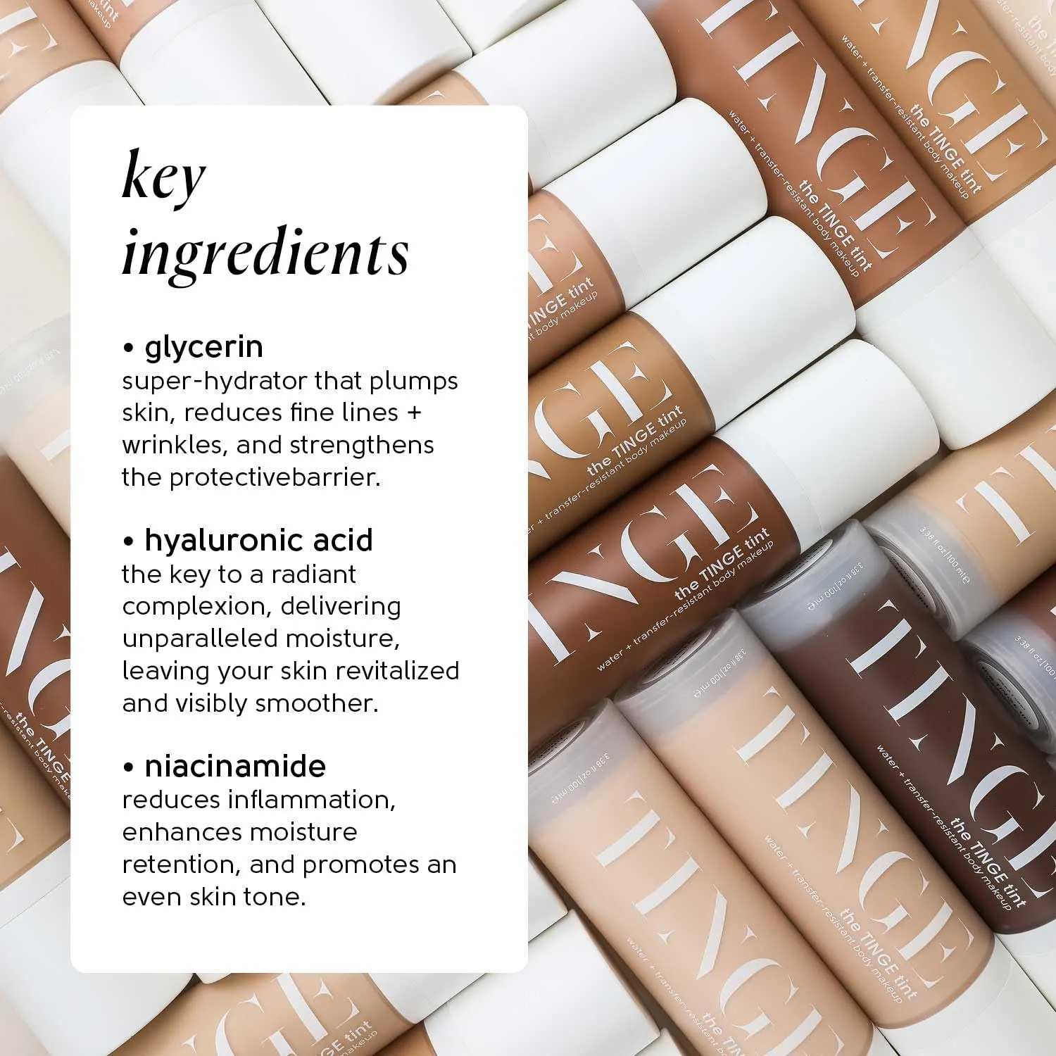Tinge Tint Body Makeup, Up to 48 Hours, Medium Coverage Cream With Amino Acids, Hyaluronic Acid & Lysine, Semi Matte Finish, Water & Transfer Resistant, Fragrance Free, 3.38 Fl Oz Tube - Medium Warm