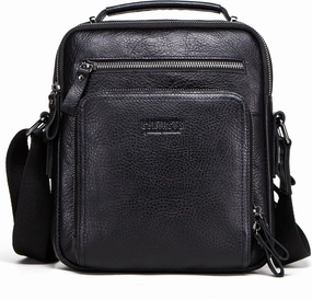Top Grain Leather 11" Messenger Bag for Man & Woman, Multi Pockets, Fits to 8.3"/10.9" iPad for Daily/School/Business/Travel
