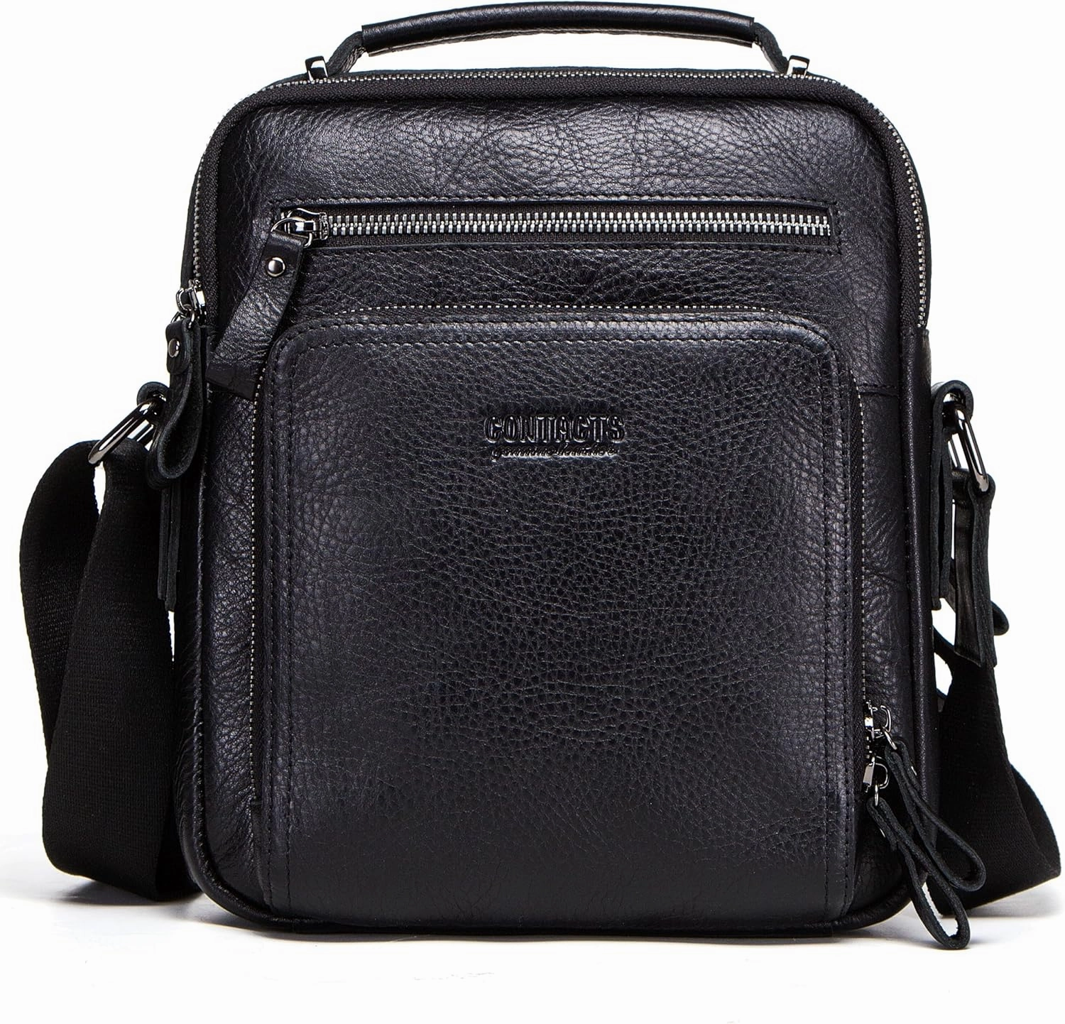 Top Grain Leather 11" Messenger Bag for Man & Woman, Multi Pockets, Fits to 8.3"/10.9" iPad for Daily/School/Business/Travel