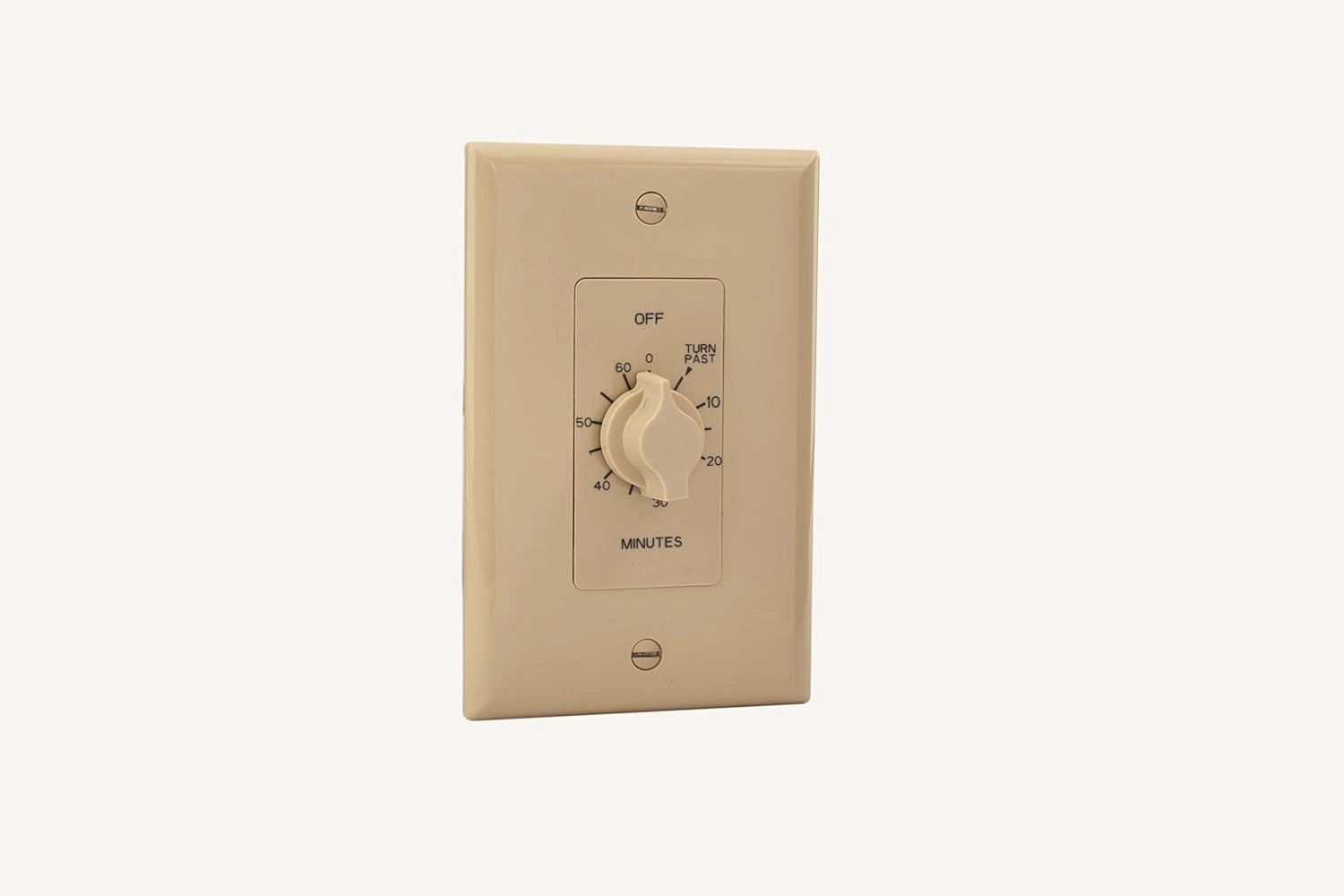 TORK A560M Spring-Wound in-Wall Twist Timer with 60-Minute Length and Ivory Faceplate, for Automatic Shutoff of Fans or Lights