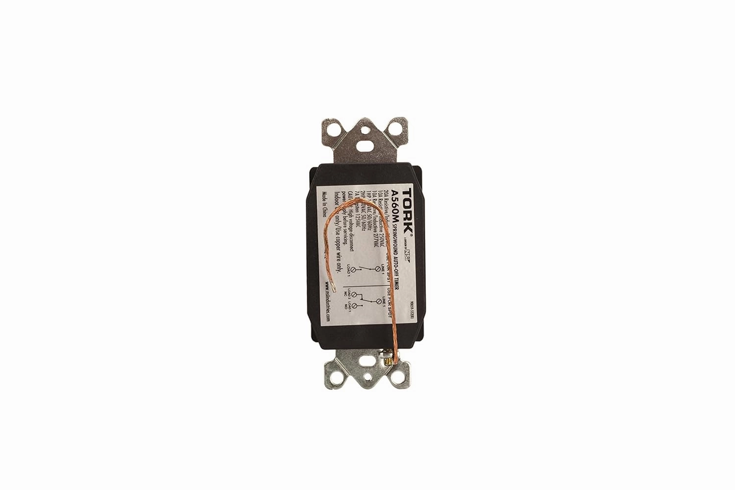 TORK A560M Spring-Wound in-Wall Twist Timer with 60-Minute Length and Ivory Faceplate, for Automatic Shutoff of Fans or Lights