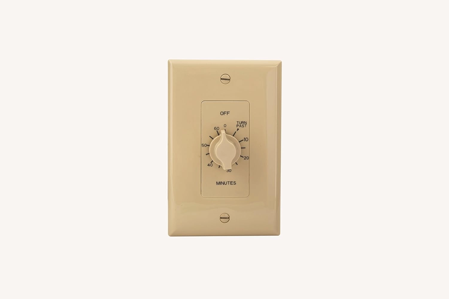 TORK A560M Spring-Wound in-Wall Twist Timer with 60-Minute Length and Ivory Faceplate, for Automatic Shutoff of Fans or Lights