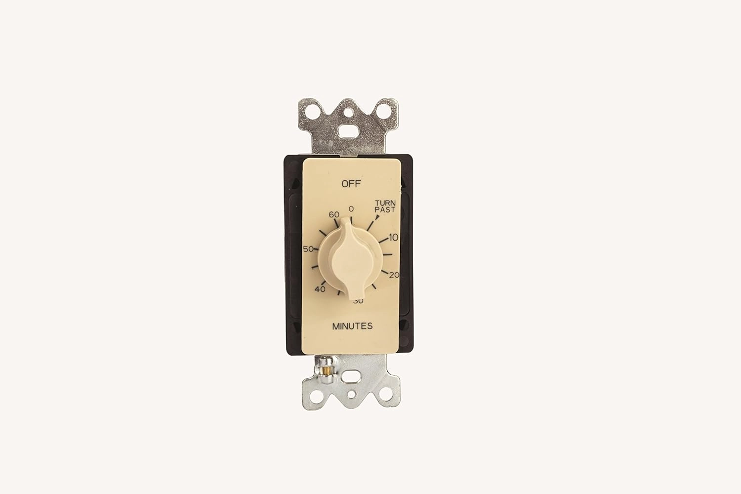 TORK A560M Spring-Wound in-Wall Twist Timer with 60-Minute Length and Ivory Faceplate, for Automatic Shutoff of Fans or Lights