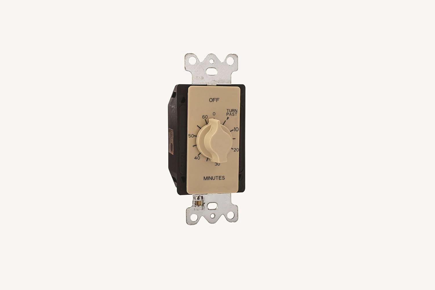 TORK A560M Spring-Wound in-Wall Twist Timer with 60-Minute Length and Ivory Faceplate, for Automatic Shutoff of Fans or Lights