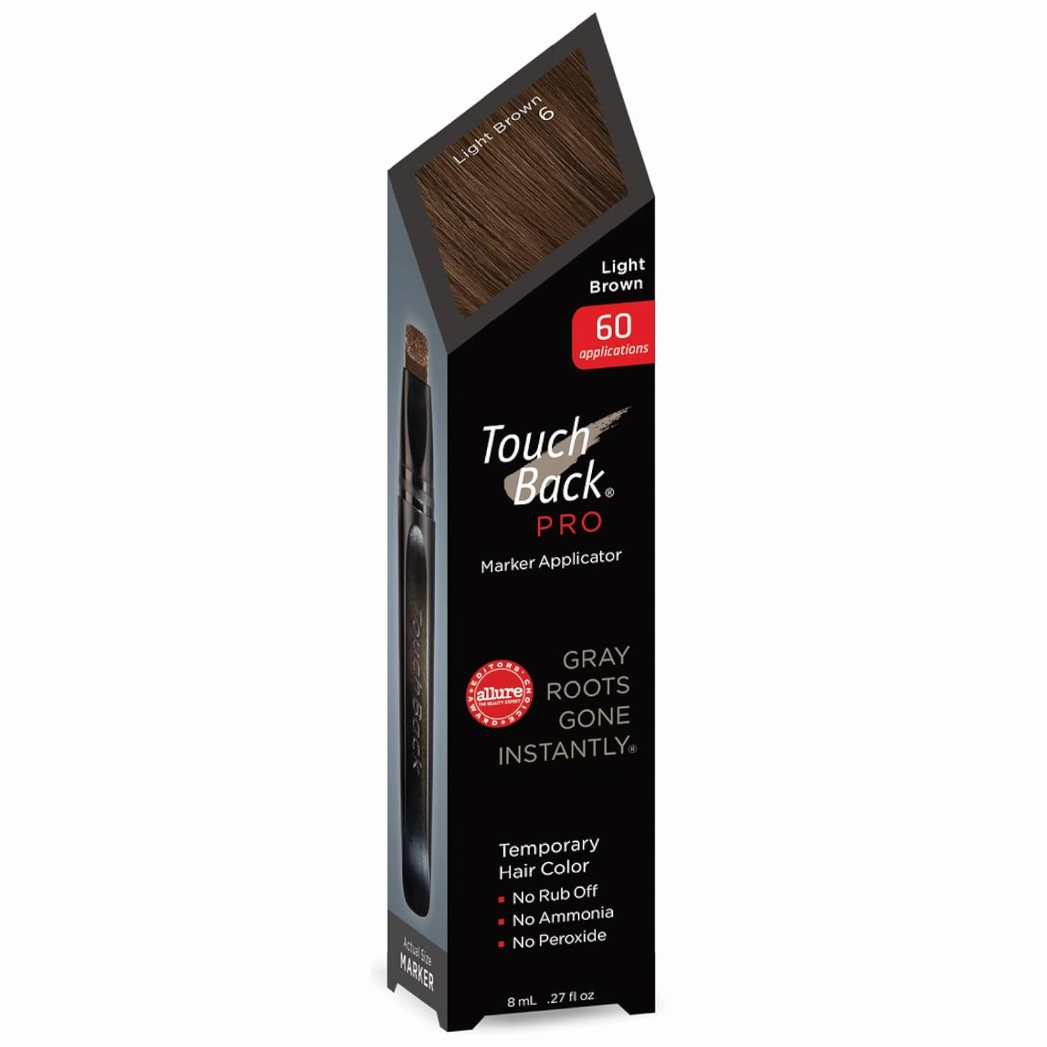 TouchBack PRO Light Brown Gray Root Touch Up Marker Applicator - Real Hair Color