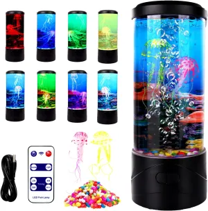 Toycol Bubble Jellyfish Lamp,8 Color Changing LED Jellyfish Night Light,Aquarium Tank Table Mood Lamps for Adults Kids Home Office Decor Gifts (Bubble Jellyfish lamp)