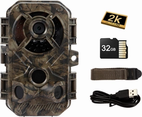 Trail Camera - 32MP Infrared Night Vision Wildlife Camera with 2.7K Video & Audio - 0.2-Second Trigger Waterproof Camera Trap with Adjustable PIR Sensor & Sensitivity - Game Camera for Hunting