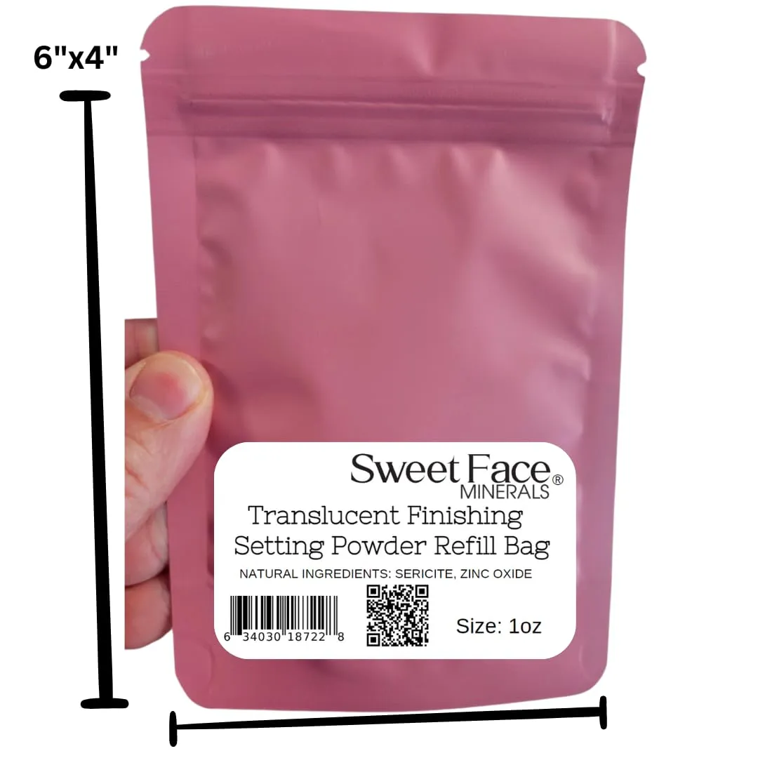 TRANSLUSCENT FINISHING BULK SETTING POWDER (1 Ounce Refill Pouch) Mineral Makeup Matte Bare Face Loose Illuminating Oil Control Blurring Baking Powder Extends Wear Talc-Free Poreless Finish