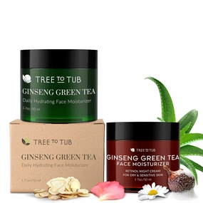 Tree to Tub Hydrating Face Moisturizer & Retinol Anti Aging Face Moisturizer for Dry and Sensitive Skin - Water Based Hyaluronic Acid Facial Moisturizer & Anti Wrinkle Hyaluronic Acid Night Cream