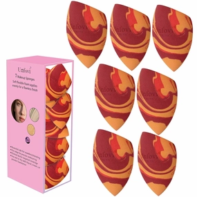Tri-Color Makeup Sponge – Latex-Free Angled Beauty Blender for Contouring, Foundation & Airbrushed Finish, Ultra-Soft Reusable Face Sponge for Sensitive Skin.(Burgundy Red Orange)