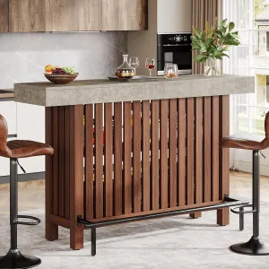 Tribesigns 63-Inch Large Home Bar Unit, 2-Tier Mini Bar Table Height Pub Table with Footrest, Modern Coffee Bar Cabinet for Home Kitchen, Bistro, Dining Room, Living Room