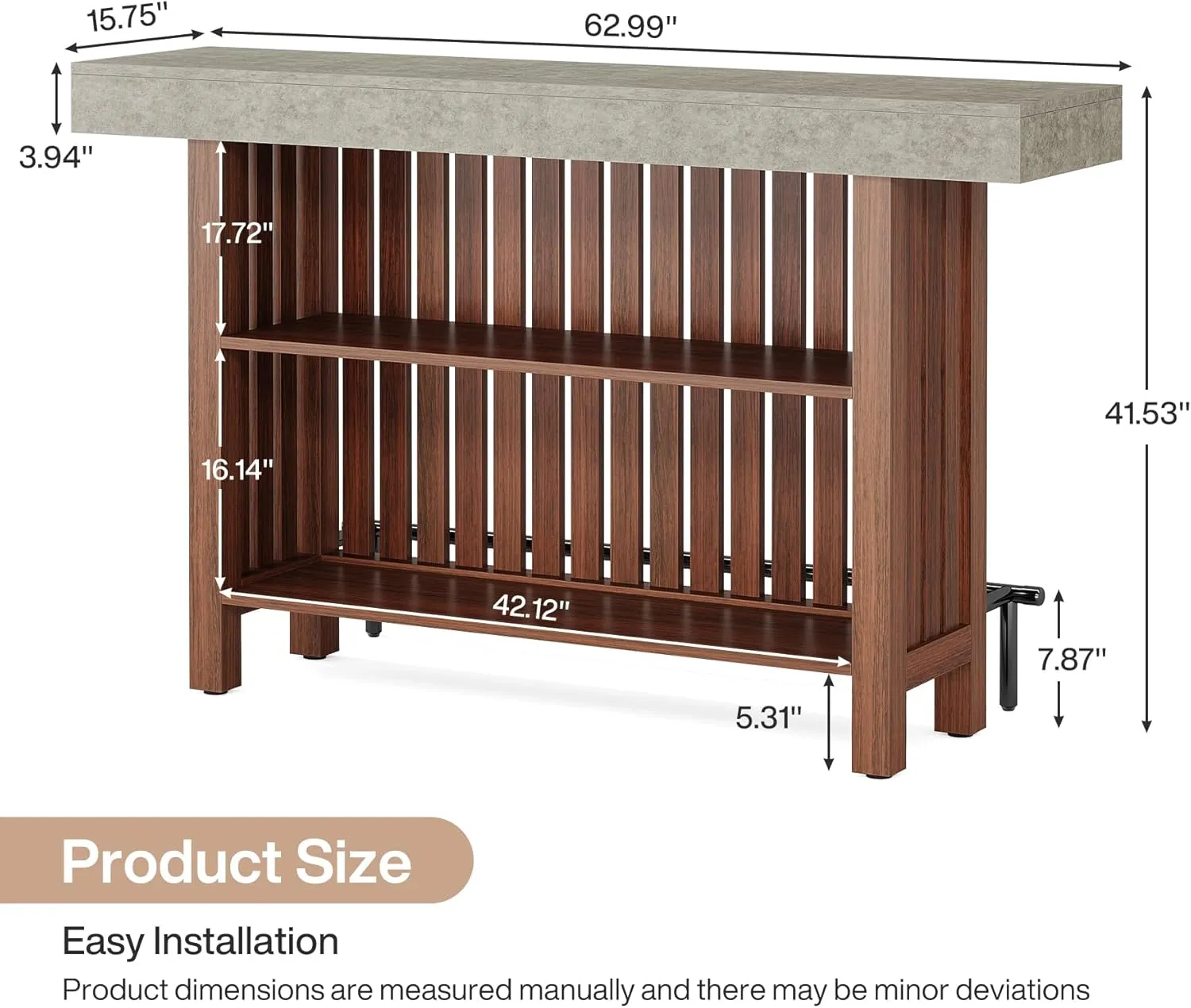 Tribesigns 63-Inch Large Home Bar Unit, 2-Tier Mini Bar Table Height Pub Table with Footrest, Modern Coffee Bar Cabinet for Home Kitchen, Bistro, Dining Room, Living Room