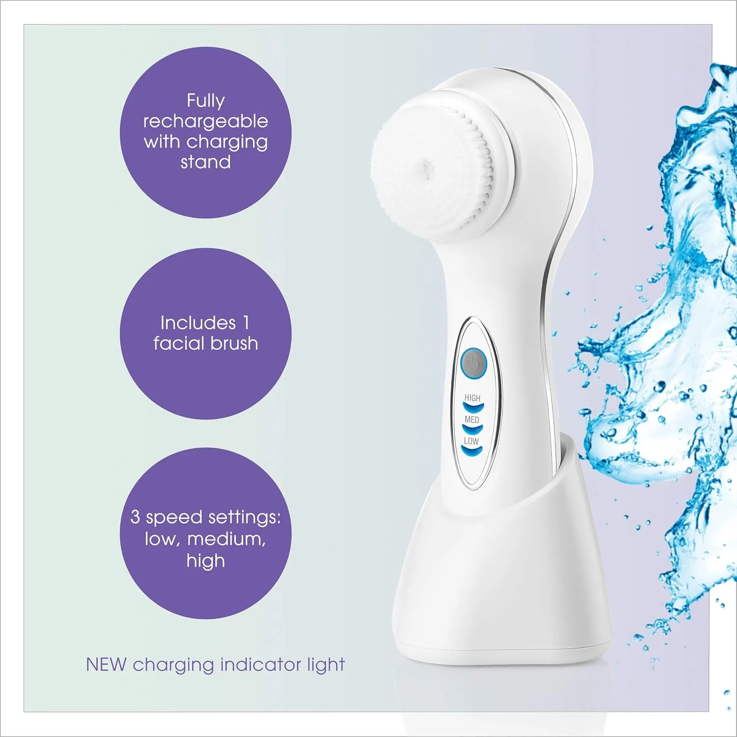 True Glow by Conair Facial Brush - Waterproof   Rechargeable