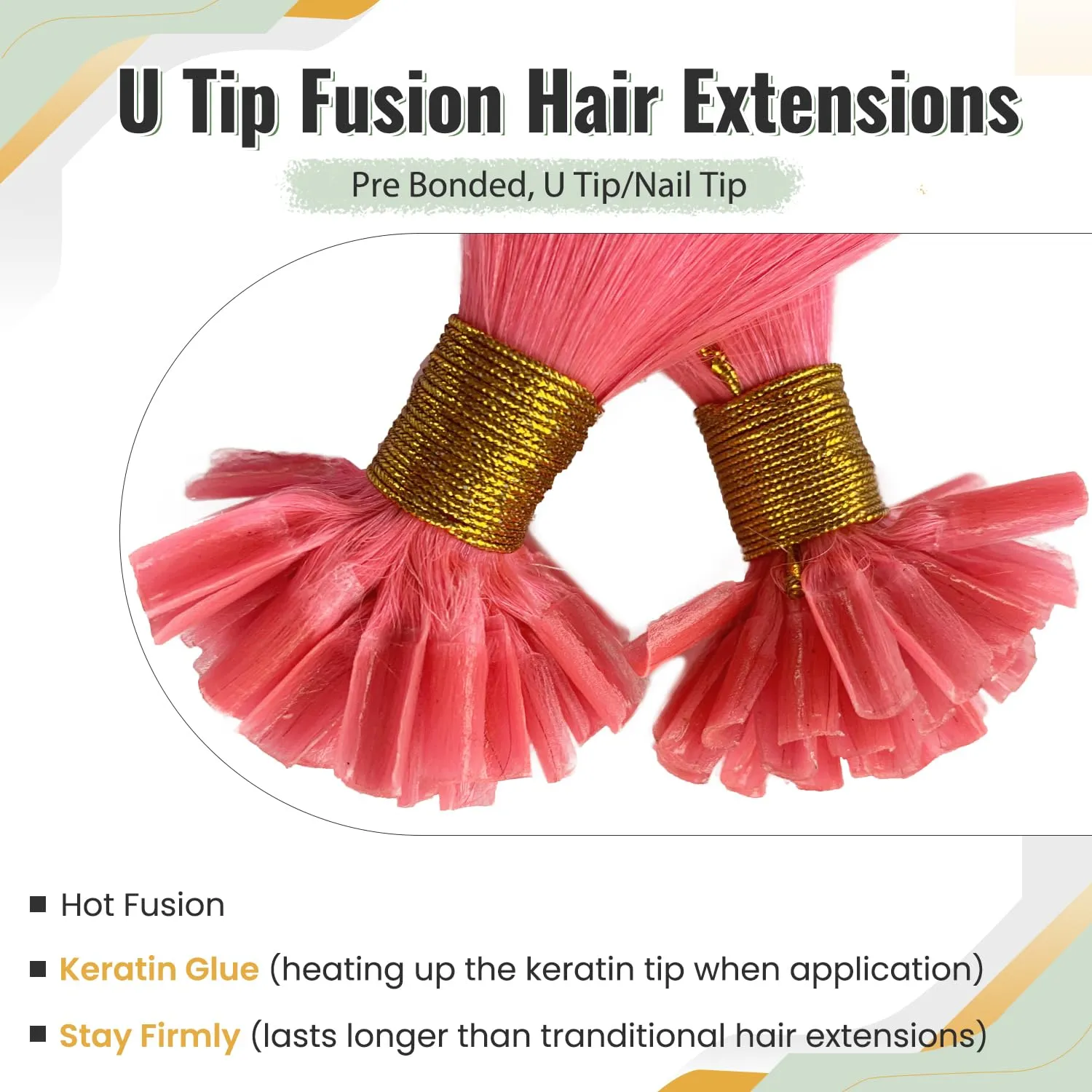 U Tip Extensions Human Hair 12 Inch Short Pink Hair Extensions Real Human Hair Full Head Keratin Bond Colored Utip Hair Extensions for Women/Girls