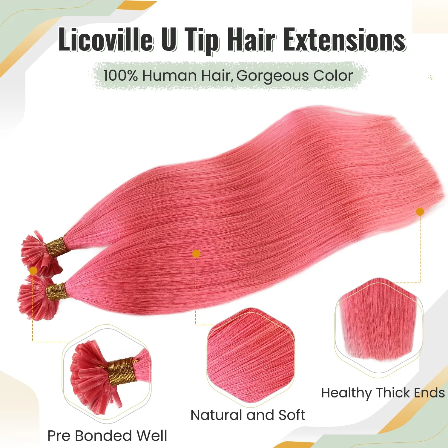 U Tip Extensions Human Hair 12 Inch Short Pink Hair Extensions Real Human Hair Full Head Keratin Bond Colored Utip Hair Extensions for Women/Girls
