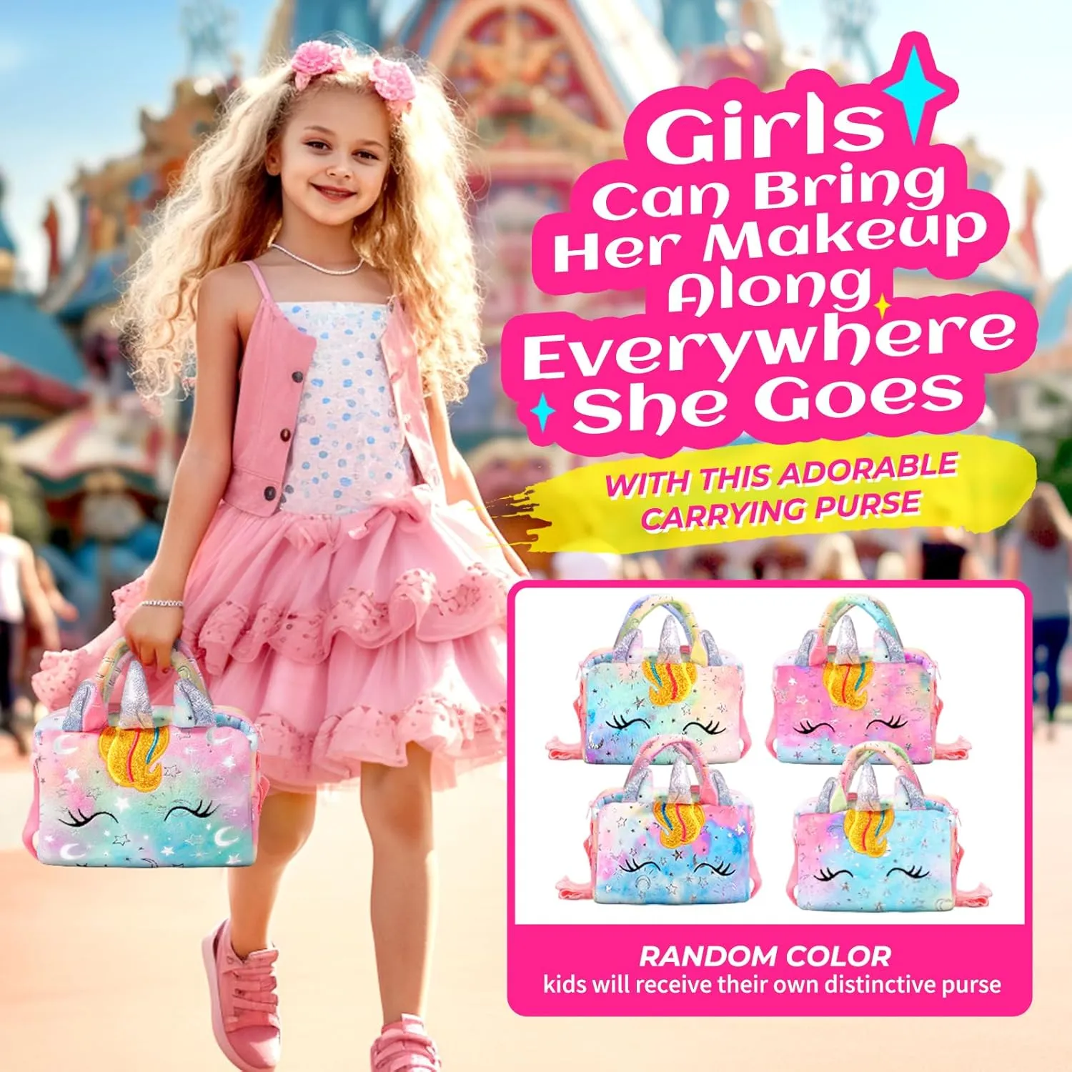 ULOVEME Kids Real Makeup Kit for Little Girls - Real, Non Toxic, Washable Make Up Toy - Umicorn Toys Gift for 3 4 5 6 7 8 9 10 12 Years Old Girls Birthday (Rainbow Umicorn)