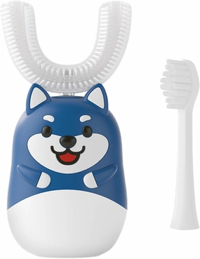 Ultrasonic Kid's U-Shaped Electric Toothbrush, IPX7 Waterproof, 360° Mouth Cleansing, Smart Cartoon Design Toddler Auto Toothbrushes with 2 Brush Head, Full Mouth Cleaning for Children 3-12 Years