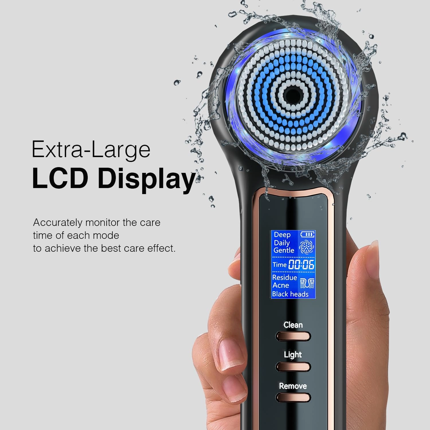 UMICKOO Face Scrubber Exfoliator with LCD Screen,Rechargeable Facial Cleansing Brush IPX7 Waterproof 3 in 1 Blackhead Remover Vacuum for Exfoliating,Massaging and Deep Pore Cleansing