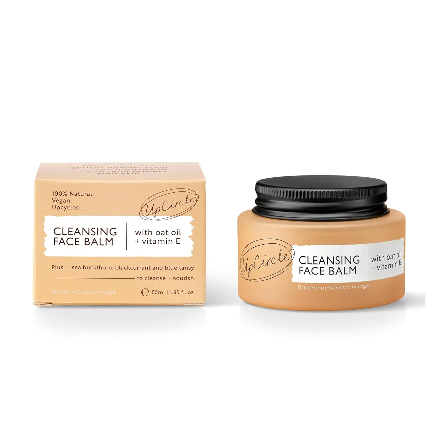 UPCIRCLE Cleansing Face Balm with Apricot 1.7oz - 100% Natural Cleanser To Remove Makeup, Including Waterproof Mascara   Clear Blackheads - Sea Buckthorn, Oat   Rosemary Oil - Vegan   Cruelty-Free