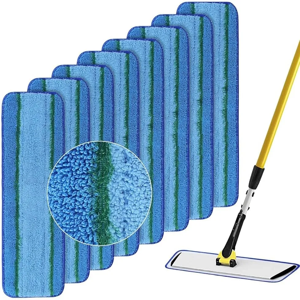 Upgraded Replacement Microfiber Mop Pads for Rubbermaid Commercial 18 Inch Mop 17 Inch Mops, Reusable Wet & Dry Commercial Cleaning Flat Mops System 18" 17" Refill Head for Multi-Surface Floor-8 Pack