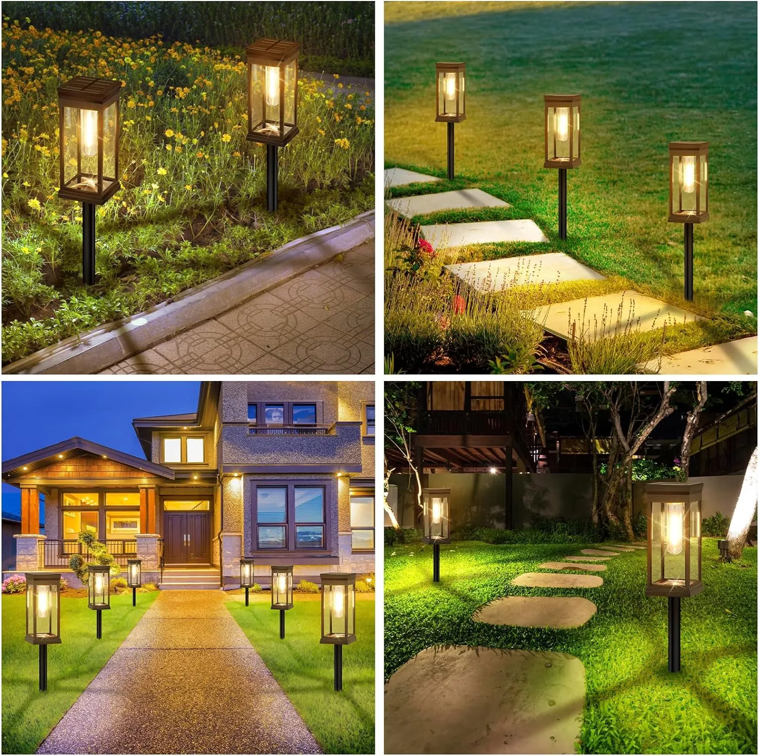 【Upgraded】Solar Pathway Lights Outdoor, 8-Pack Large LED Solar Lights Outdoor Waterproof, Super Bright Outside Solar Lights for Yard, Solar Powered Landscape Lighting for Garden Walkway, Warm White
